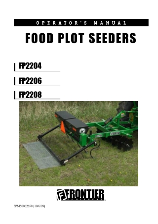 John Deere FP2204 FP2206 FP2208 Food Plot Seeders Operator’s Manual Instant Download (Publication No. 5PM50062650)
