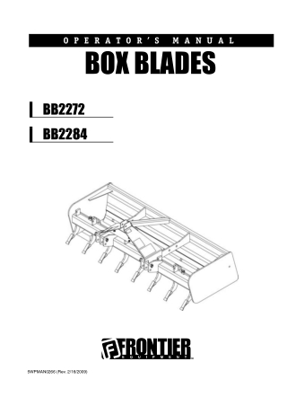 John Deere Frontier BB2272 BB2284 Box Blades Operator’s Manual Instant Download (Publication No. 5WPMAN0266)