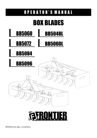 John Deere Frontier BB5060 BB5072 BB5084 BB5096 BB5048L BB5060L Box Blades Operator’s Manual Instant Download (Publicati