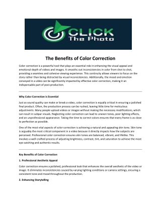 The Benefits of Color Correction