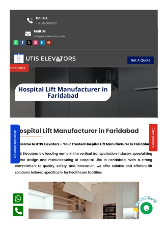 Reliable Hospital Lift Solutions in Faridabad for Safe and Efficient Care