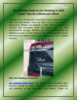 Car Detailing Gold Coast