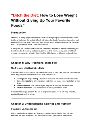 Ditch the Diet How to Lose Weight Without Giving Up Your Favorite Foods
