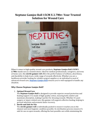 Neptune Gamjee Roll 15CM X 2.7Mtr: Your Trusted Solution for Wound Care