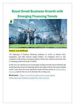 Boost Small Business Growth with Emerging Financing Trends
