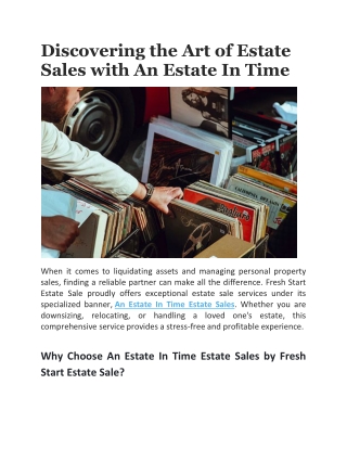 Fresh Start Estate Sale Professional Alternative An Estate In Time Estate Sales
