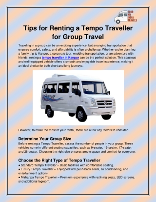 Tempo traveller in Kanpur