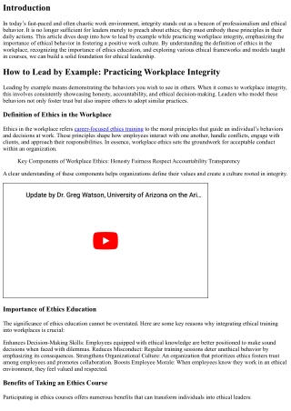 How to Lead by Example: Practicing Workplace Integrity