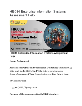 HI6034 Enterprise Information Systems Assessment Help