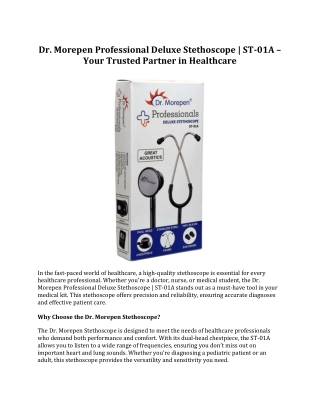 Dr. Morepen Professional Stethoscope | ST-01A: Precision and Comfort
