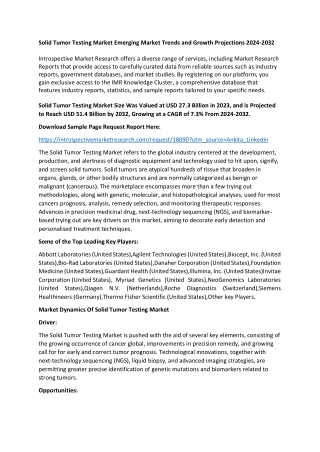 Solid Tumor Testing Market - Share, Size & Global Industry Analysis 2024-2032