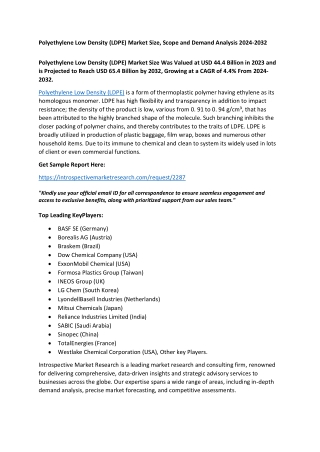 Polyethylene Low Density (LDPE) Market - Insights & Analysis