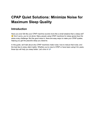 CPAP Quiet Solutions_ Minimize Noise for Maximum Sleep Quality