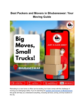 Best Packers and Movers in Bhubaneswar: Your Moving Guide