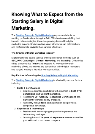 Knowing What to Expect from the Starting Salary in Digital Marketing