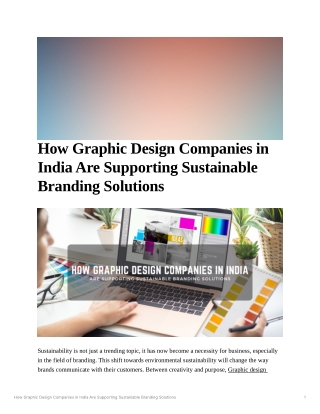 Sustainable Branding Solutions: Role of Graphic Design Companies in India