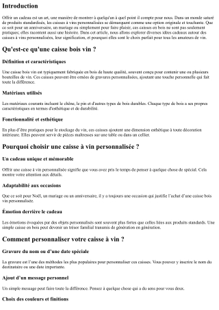 Les idées cadeaux autour des caisses à vins personnalisées