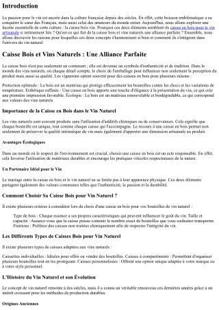 Caisse Bois et Vins Naturels : Une Alliance Parfaite