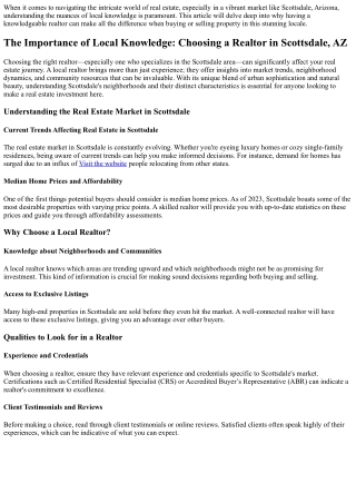 The Importance of Local Knowledge: Choosing a Realtor in Scottsdale, AZ