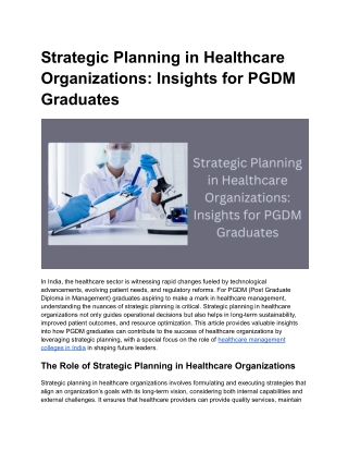 Strategic Planning in Healthcare Organizations_ Insights for PGDM Graduates