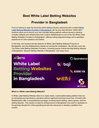 Best White Label Betting Websites Provider in Bangladesh