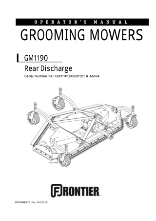 John Deere Frontier GM1190 Rear Discharge Grooming Mowers (Serial Number 1XFGM11XKB0000121 and above) Operator’s Manual