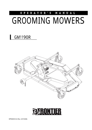 John Deere Frontier GM1190R Grooming Mowers Operator’s Manual Instant Download (Publication No. WPMAN0142)