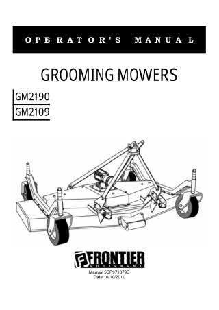 John Deere Frontier GM2190 GM2109 Grooming Mowers Operator’s Manual Instant Download (Publication No. 5BP971379B)