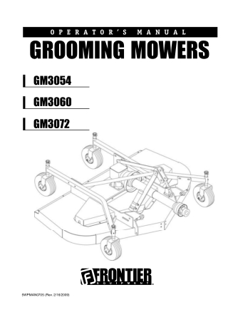 John Deere Frontier GM3054 GM3060 GM3072 Grooming Mowers Operator’s Manual Instant Download (Publication No. 5WPMAN0705)