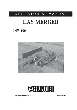 John Deere Frontier HM1109 Hay Merger Operator’s Manual Instant Download (Publication No. 5HPOMM1)