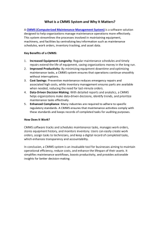 Unlock the Power of CMMS Systems for Effortless Maintenance Management