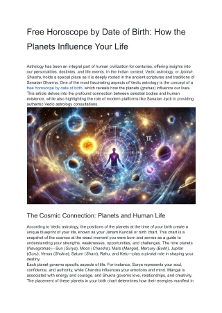 Free Horoscope by Date of Birth_ How the Planets Influence Your Life