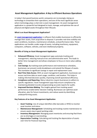 Revolutionize Your Workflow with an Asset Management Application