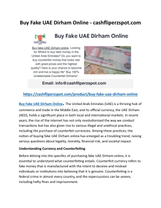 Buy Fake UAE Dirham Online - cashfliperzspot