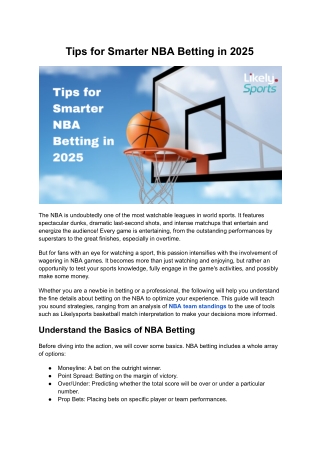 Tips for Smarter NBA Betting in 2025