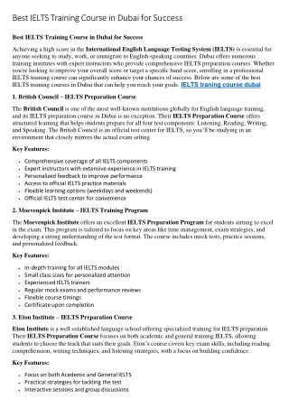 Best IELTS Training Course in Dubai for Success