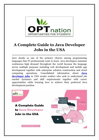 A Complete Guide to Java Developer Jobs in the USA