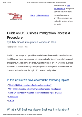 Guide on UK Business Immigration Process & Procedure - The SmartMove2UK