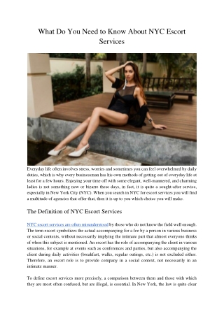 What Do You Need to Know About NYC Escort Services