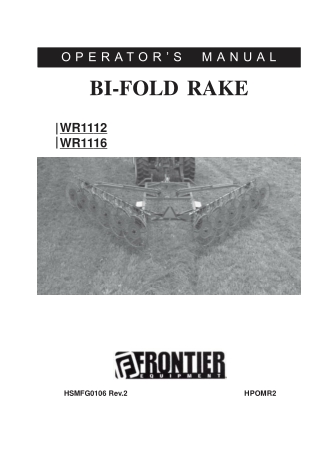 John Deere Frontier WR1112 WR1116 Bi-Fold Rake Operator’s Manual Instant Download (Publication No.5HPOMR2)