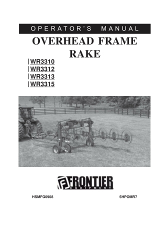 John Deere Frontier WR3310 WR3312 WR3313 WR3315 Overhead Frame Rake Operator’s Manual Instant Download (Publication No.