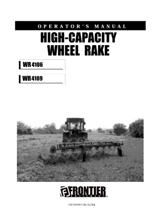 John Deere Frontier WR4106 WR4109 High-Capacity Wheel Rake Operator’s Manual Instant Download (Publication No.OMUS00W41)