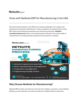 Grow with NetSuite ERP for Manufacturing in the USA