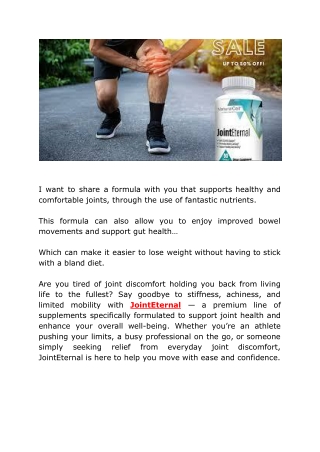 JointEternal Supplements: The Natural Solution for Long-Lasting Joint Health