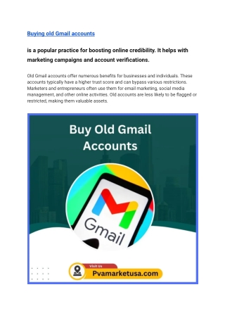 Buy Gmail Accounts From $1.50 _ Aged, PVA & Cheap