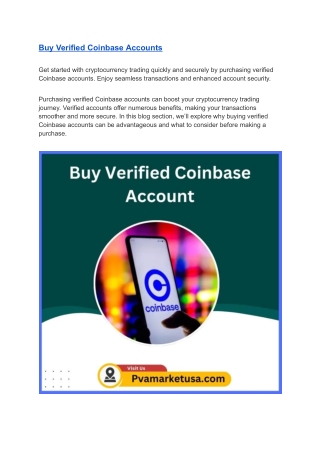 Buy verified Coinbase accounts - 100% verified, safe & fast