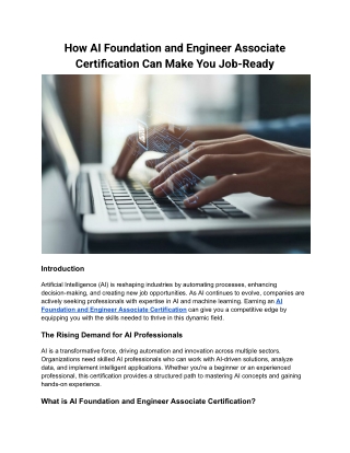 How AI Foundation and Engineer Associate Certification Can Make You Job-Ready