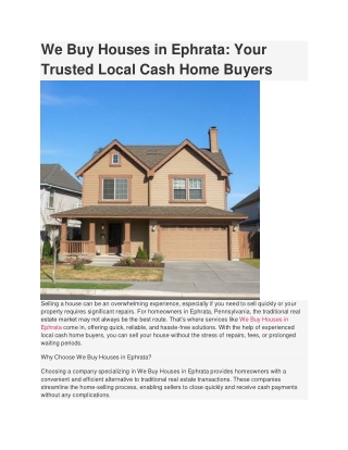 We Buy Houses in Ephrata_ Your Trusted Local Cash Home Buyers