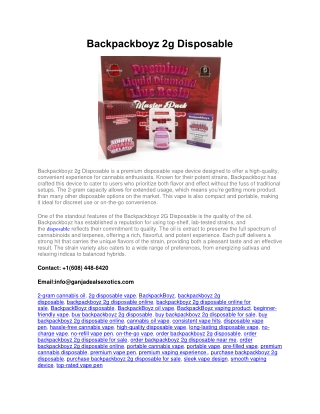 Backpackboyz 2g Disposable PDF