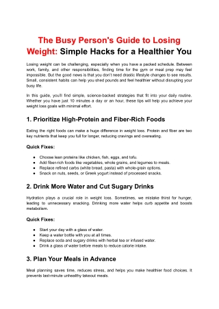 The Busy Person's Guide to Losing Weight_ Simple Hacks for a Healthier You